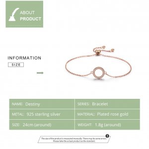 Rose Gold Řetízkový náramek Osud SCB030-C, Kubická zirkonie, Pandora styl