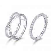Stříbrné prsten Jednoduché Sady Prstenů SCR463, Kubická zirkonie, jako Pandora