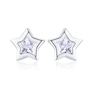 Stříbrné Peckové Náušnice Tajemství Hvězd SCE437, Kubická zirkonie, jako Pandora