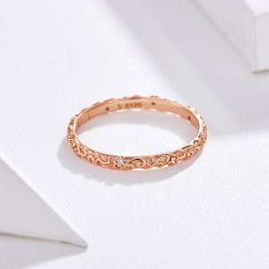 Rose Gold prsten Retro Vzory SCR514, Kubická zirkonie, jako Pandora