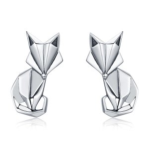 Stříbrné Peckové Náušnice Origami Liška SCE526 Pandora styl