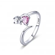 Stříbrné prsten Roztomilá Kočka SCR446, Kubická zirkonie, jako Pandora