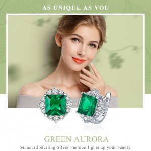 Stříbrné Peckové Náušnice Zelená Aurora SCE540, Kubická zirkonie, jako Pandora