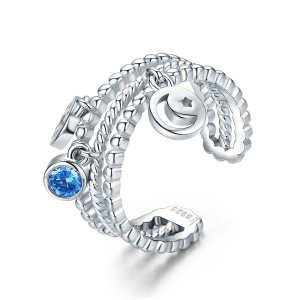 Stříbrné prsten Doprovázet Vás Ve Dne Iv Noci SCR350, Kubická zirkonie, jako Pandora