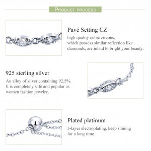 Stříbrné Řetízkový náramek Krása Jednoduchosti SCB086, Kubická zirkonie, Pandora styl