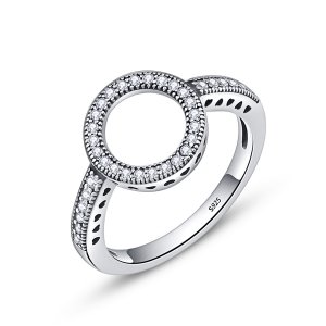 Stříbrné prsten Halo SCR041, Kubická zirkonie, jako Pandora