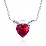 Stříbrné Náhrdelník Červený Anděl Srdce SCN285, Kubická zirkonie, jako Pandora