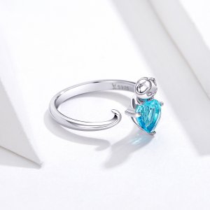 Stříbrné prsten Modrá Kočka SCR533, Kubická zirkonie, jako Pandora
