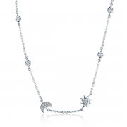 Stříbrné Řetízkový náhrdelník Slunce A Měsíc Sláva SCN272, Kubická zirkonie, jako Pandora