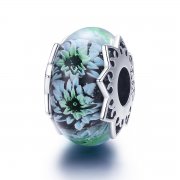 Stříbrné Přívěsek Azurová Chryzantéma SCC1011, Murano sklo, jako Pandora