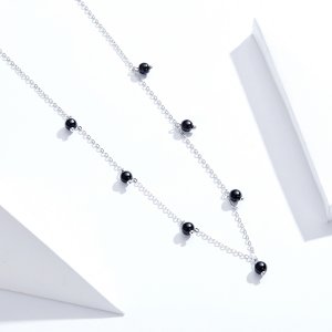 Stříbrné Náhrdelník Černý Syntetický Krystal SCN392 Pandora styl
