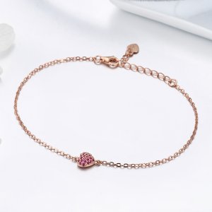 Rose Gold Řetízkový náramek Elegantní Srdce SCB050, Kubická zirkonie, Pandora styl