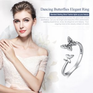 Stříbrné prsten Butterfly Dance SCR087, Kubická zirkonie, jako Pandora