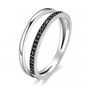 Stříbrné prsten Černobílý Dojem SCR082, Kubická zirkonie, jako Pandora