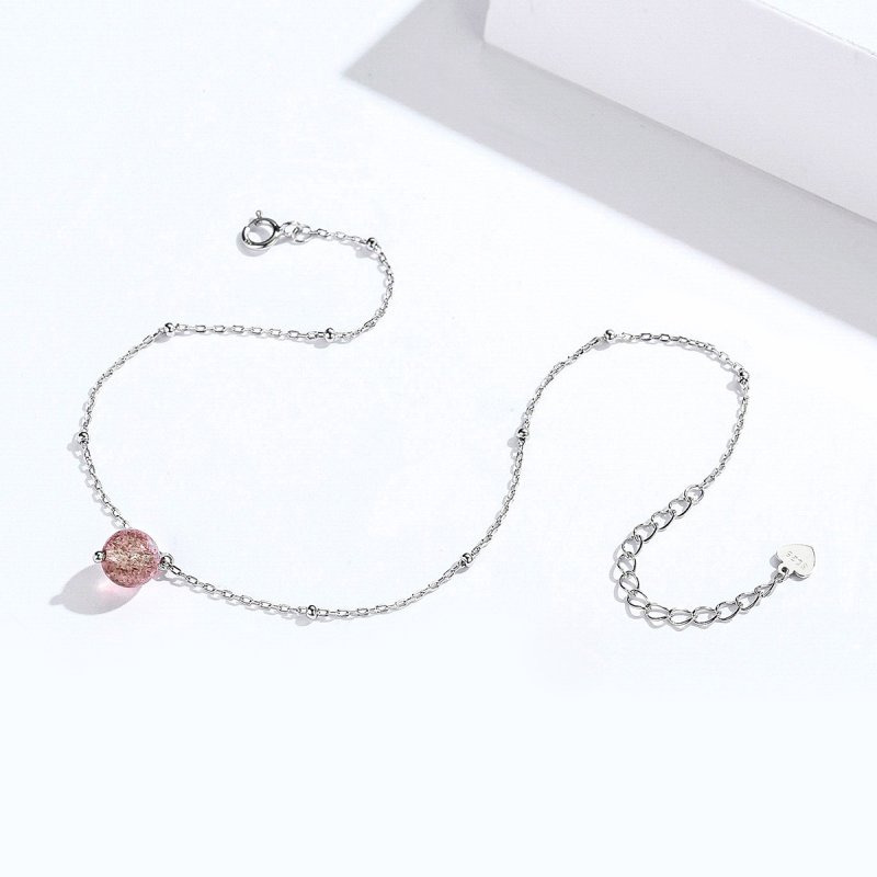(obrázek pro) Stříbrné Anklet Jahodový Křemen SCT012 jako Pandora - Zobrazit 2