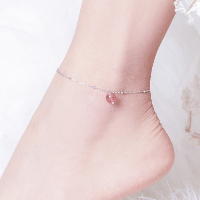 (obrázek pro) Stříbrné Anklet Jahodový Křemen SCT012 jako Pandora - Zobrazit 3
