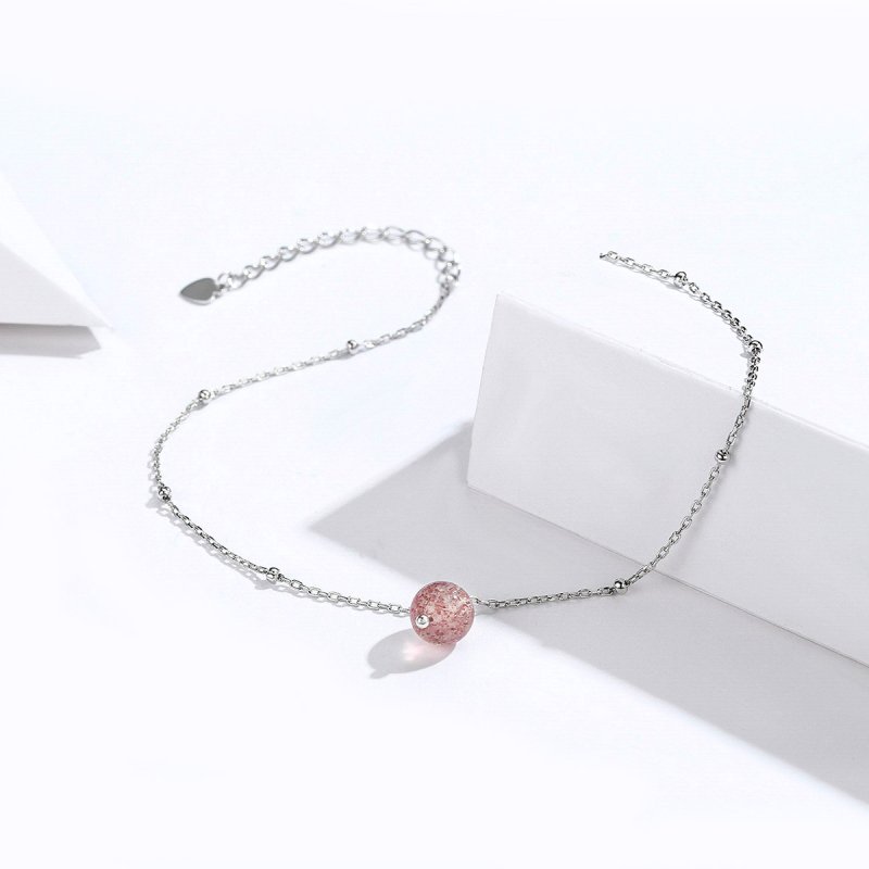 (obrázek pro) Stříbrné Anklet Jahodový Křemen SCT012 jako Pandora - Zobrazit 4