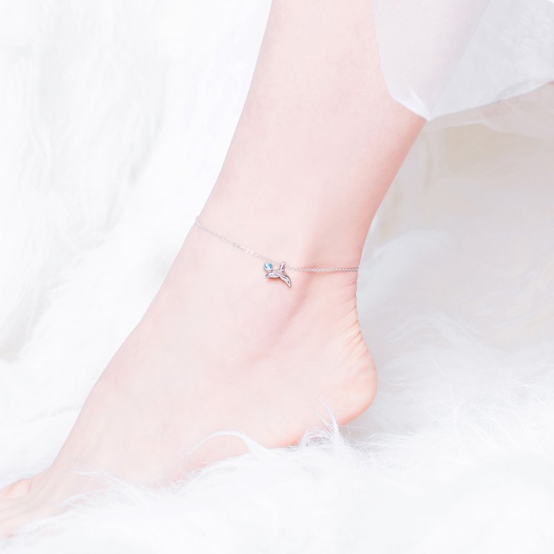 (obrázek pro) Stříbrné Anklet Mořská Panna Ocas SCT004, Kubická zirkonie, Pandora styl - Zobrazit 5