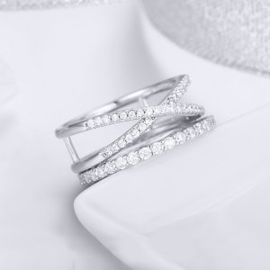 Stříbrné prsten Jednoduché Sady Prstenů SCR463, Kubická zirkonie, jako Pandora
