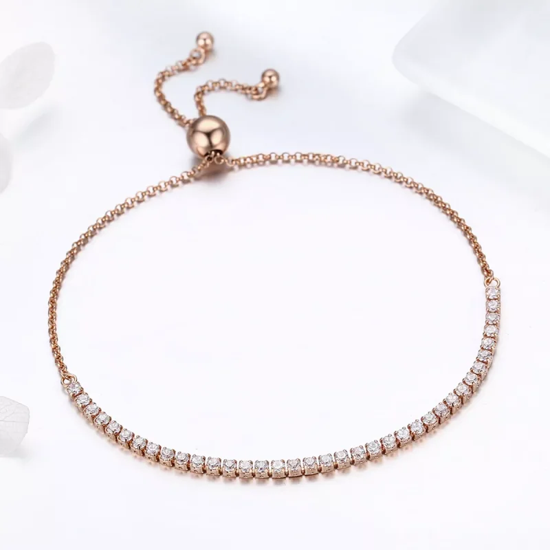 (obrázek pro) 14k Pozlacené Řetízkový náramek Elegantní Doprovod SCB046, Kubická zirkonie, Pan - Zobrazit 3