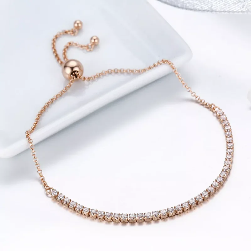 (obrázek pro) 14k Pozlacené Řetízkový náramek Elegantní Doprovod SCB046, Kubická zirkonie, Pan - Zobrazit 4