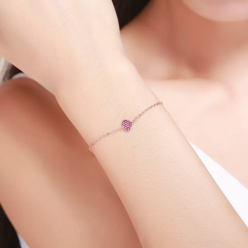 (obrázek pro) Rose Gold Řetízkový náramek Elegantní Srdce SCB050, Kubická zirkonie, Pandora st - Zobrazit 2