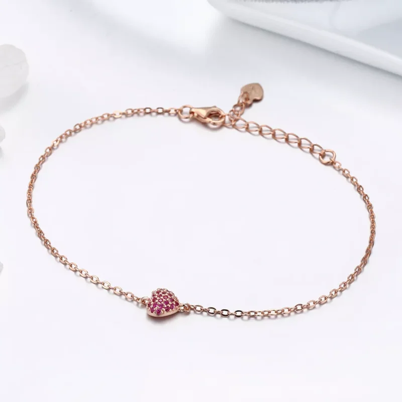 (obrázek pro) Rose Gold Řetízkový náramek Elegantní Srdce SCB050, Kubická zirkonie, Pandora st - Zobrazit 3