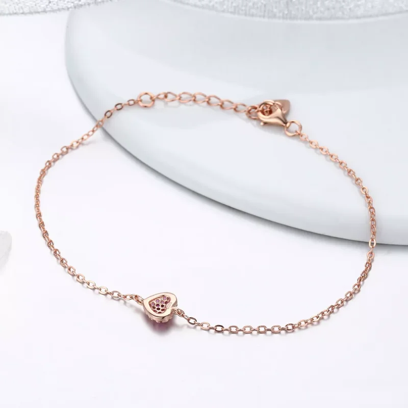 (obrázek pro) Rose Gold Řetízkový náramek Elegantní Srdce SCB050, Kubická zirkonie, Pandora st - Zobrazit 4