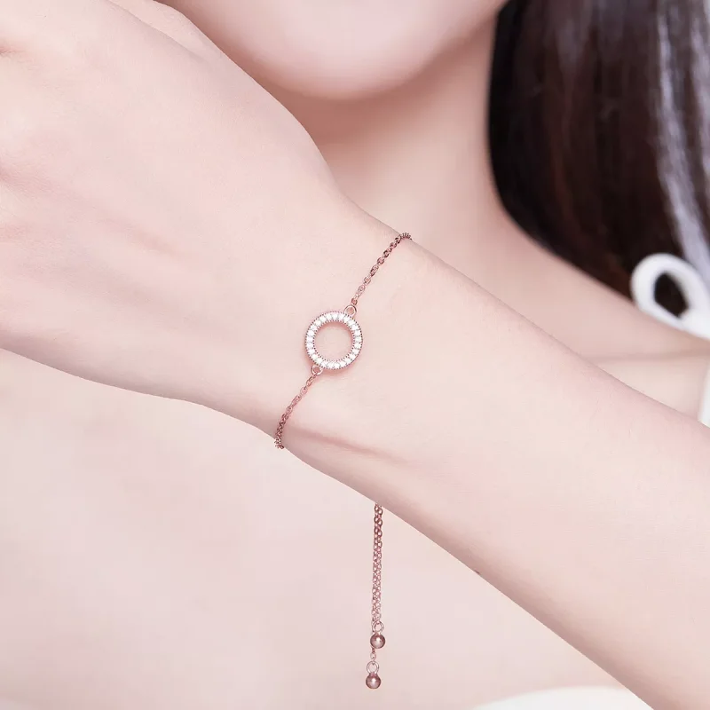 (obrázek pro) Rose Gold Řetízkový náramek Osud SCB030-C, Kubická zirkonie, Pandora styl - Zobrazit 2
