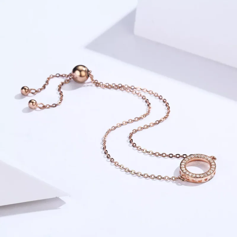 (obrázek pro) Rose Gold Řetízkový náramek Osud SCB030-C, Kubická zirkonie, Pandora styl - Zobrazit 4