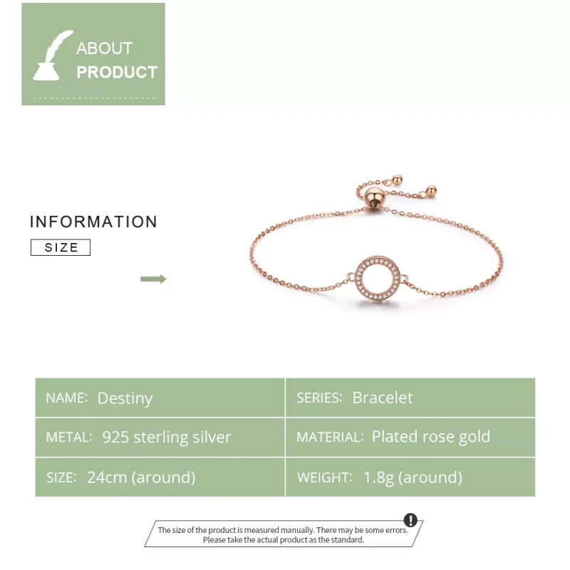 (obrázek pro) Rose Gold Řetízkový náramek Osud SCB030-C, Kubická zirkonie, Pandora styl - Zobrazit 5