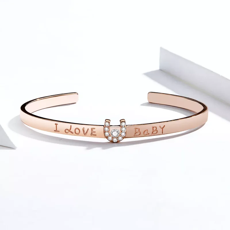 (obrázek pro) Rose Gold Otevřený náramek Miluji Tě Zlato SCB169, Kubická zirkonie, Pandora sty - Zobrazit 3