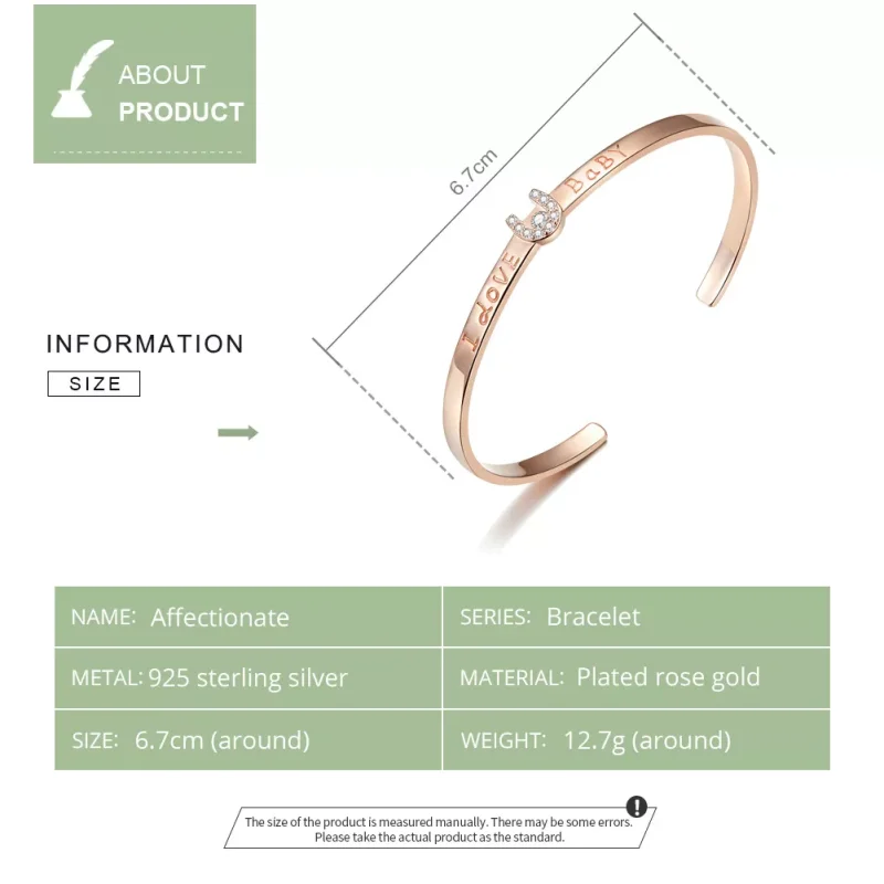 (obrázek pro) Rose Gold Otevřený náramek Miluji Tě Zlato SCB169, Kubická zirkonie, Pandora sty - Zobrazit 5