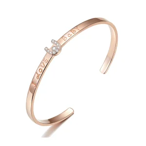 (obrázek pro) Rose Gold Otevřený náramek Miluji Tě Zlato SCB169, Kubická zirkonie, Pandora styl