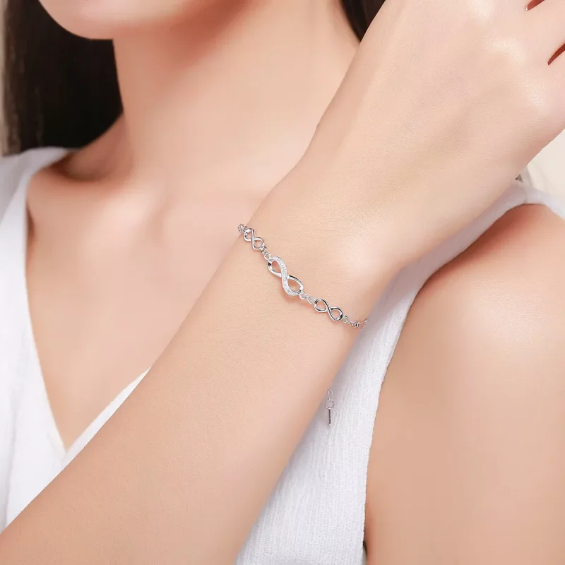 (obrázek pro) Stříbrné Řetízkový náramek Nekonečná Elegance SCB037, Kubická zirkonie, Pandora - Zobrazit 2