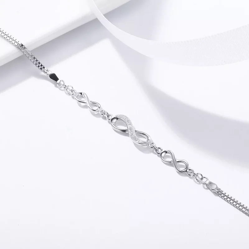 (obrázek pro) Stříbrné Řetízkový náramek Nekonečná Elegance SCB037, Kubická zirkonie, Pandora - Zobrazit 4