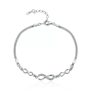 (obrázek pro) Stříbrné Řetízkový náramek Nekonečná Elegance SCB037, Kubická zirkonie, Pandora styl