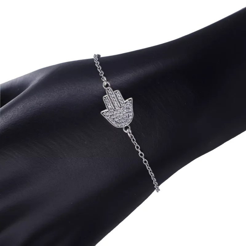 (obrázek pro) Náramek - symbol ochrany, sterlingové stříbro, kubická zirkonie, 16cm - 590505CZ - Zobrazit 3
