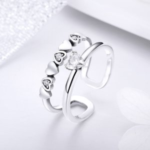 Stříbrné prsten Vynikající Srdce SCR429, Kubická zirkonie, jako Pandora
