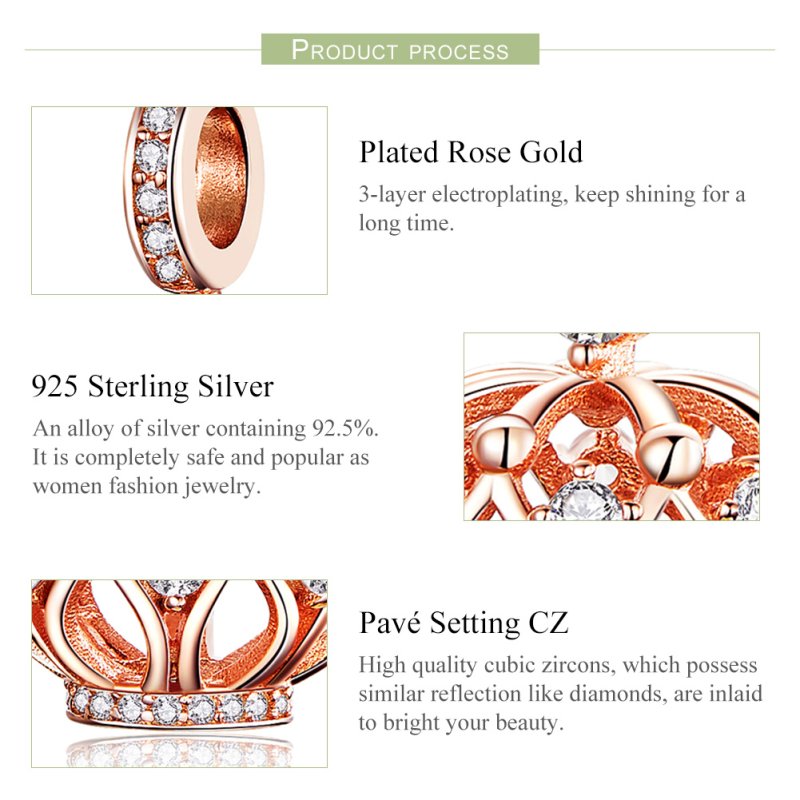 (obrázek pro) Rose Gold Přívěsek Královská Koruna SCC1121, Kubická zirkonie, Pandora styl - Zobrazit 6