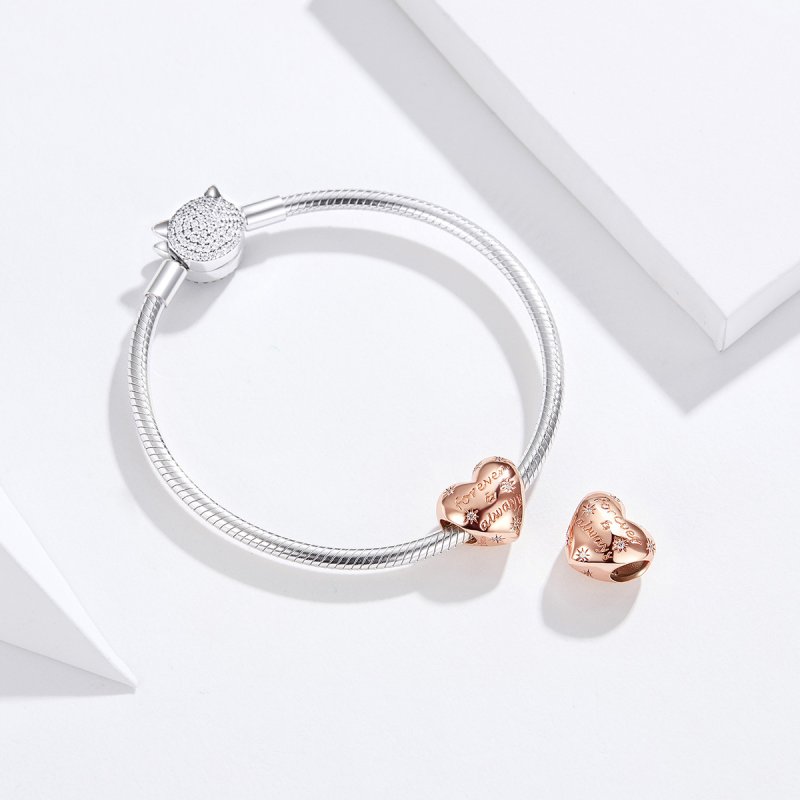 (obrázek pro) Rose Gold Přívěsek Navždy A Vždy SCC1223, Kubická zirkonie, Pandora styl - Zobrazit 3
