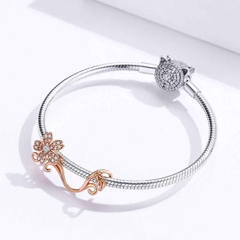 (obrázek pro) Rose Gold Visací Přívěsek Třešňové Květy SCC1033-C, Kubická zirkonie, Pandora st - Zobrazit 3