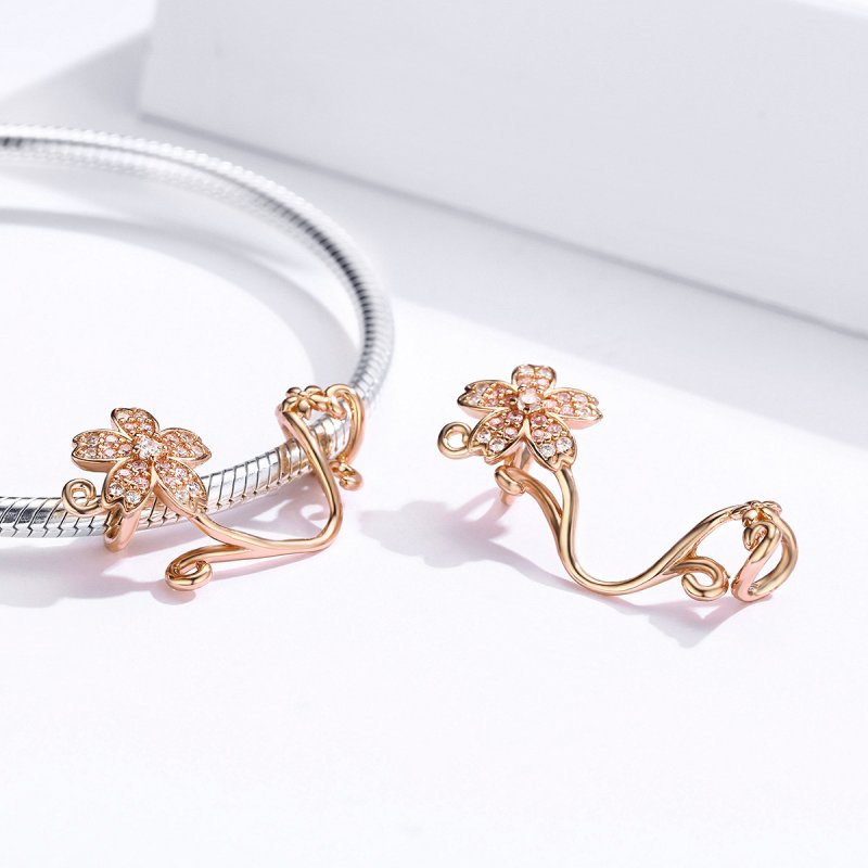 (obrázek pro) Rose Gold Visací Přívěsek Třešňové Květy SCC1033-C, Kubická zirkonie, Pandora st - Zobrazit 4