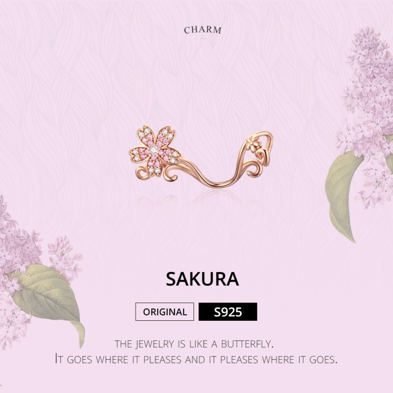 (obrázek pro) Rose Gold Visací Přívěsek Třešňové Květy SCC1033-C, Kubická zirkonie, Pandora st - Zobrazit 5