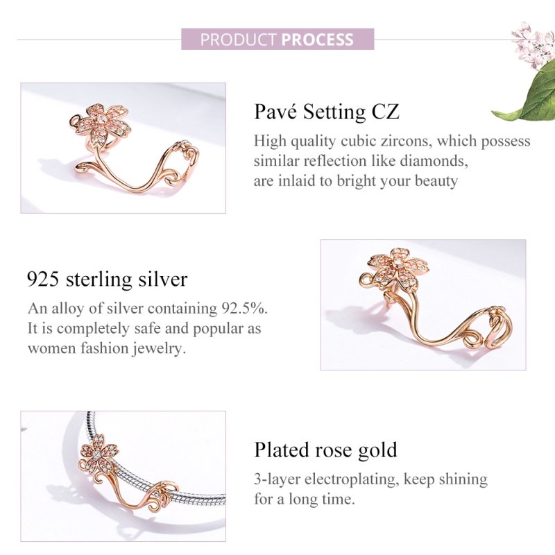(obrázek pro) Rose Gold Visací Přívěsek Třešňové Květy SCC1033-C, Kubická zirkonie, Pandora st - Zobrazit 6