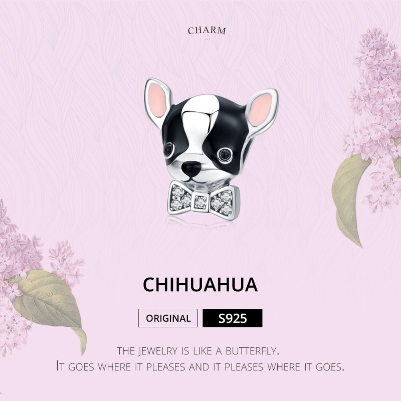 (obrázek pro) Stříbrné Přívěsek Chihuahua SCC1310, Kubická zirkonie, Pandora styl - Zobrazit 2
