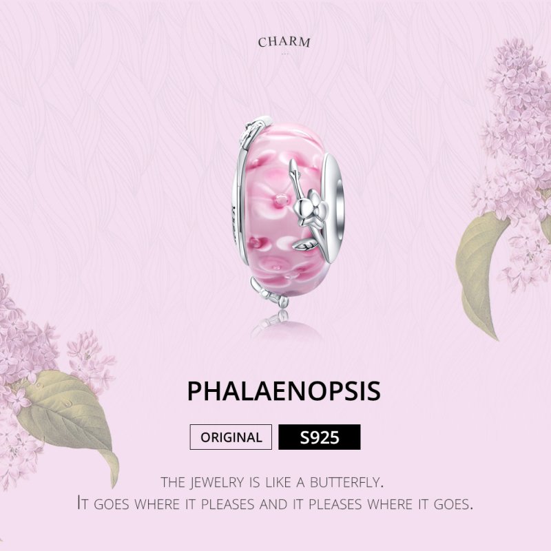 (obrázek pro) Stříbrné Přívěsek Phalaenopsis SCC1281, Murano sklo, jako Pandora - Zobrazit 2