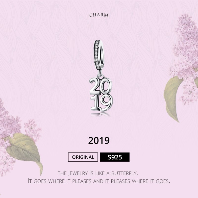 (obrázek pro) Stříbrné Visací Přívěsek 2019 SCC1219, Kubická zirkonie, Pandora styl - Zobrazit 2