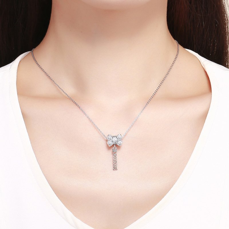 (obrázek pro) Stříbrné Visací Přívěsek Bowknot SCC1016, Kubická zirkonie, Pandora styl - Zobrazit 5