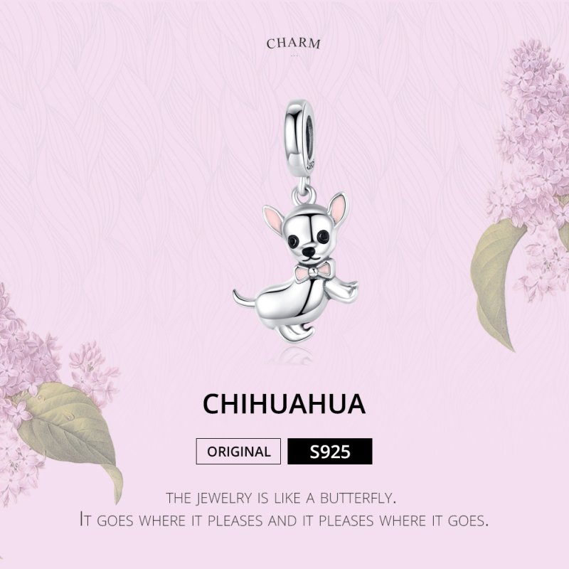 (obrázek pro) Stříbrné Visací Přívěsek Chihuahua SCC1317 jako Pandora - Zobrazit 2